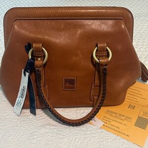Dooney & Bourke Natural Tan Leather Satchel Small Mitchell